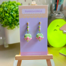 Load image into Gallery viewer, Flower Frog Dangling Clay Earrings
