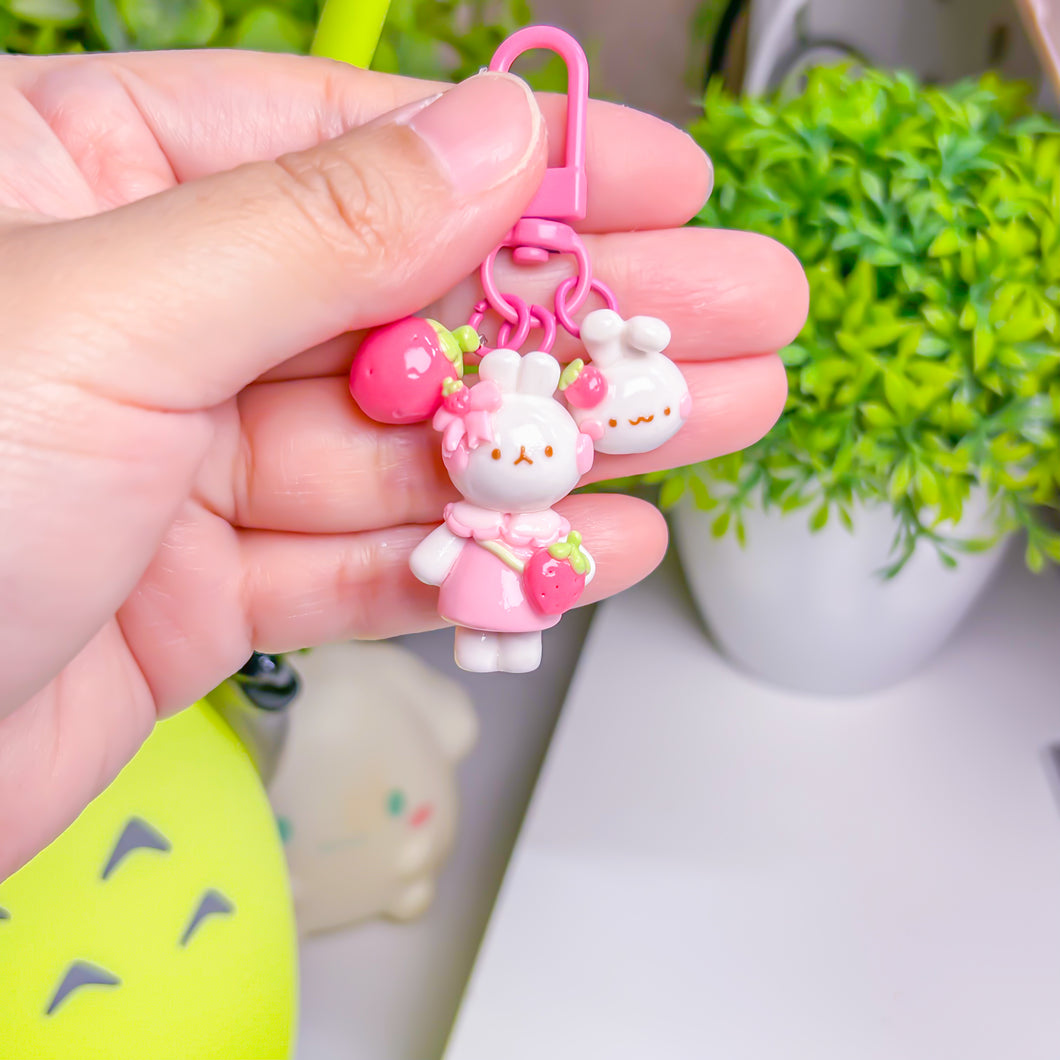 Pink Strawberry Bunni Charm