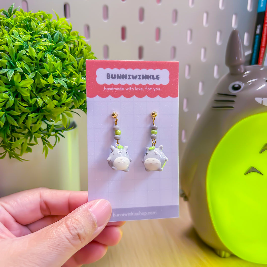 Totoro Dangling Clay Earrings