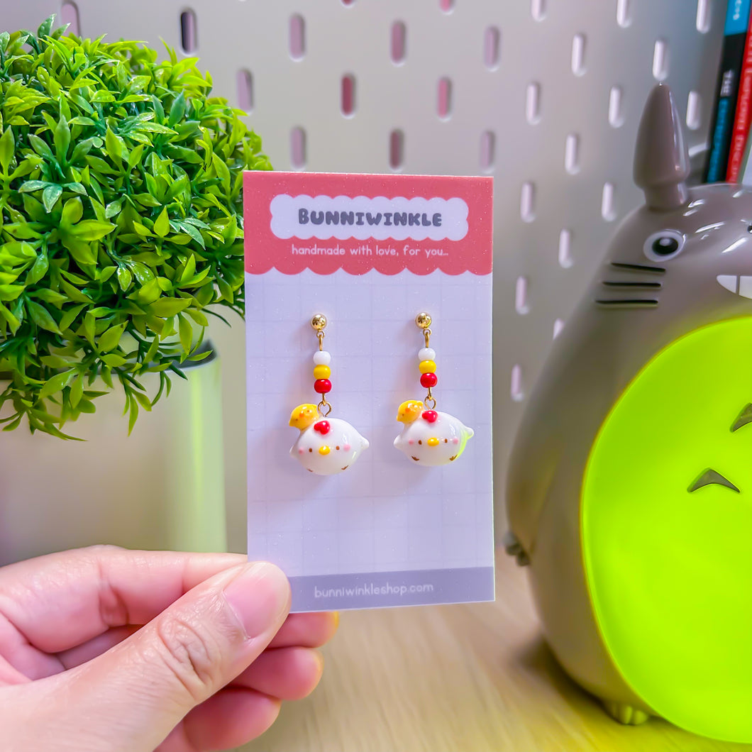 Chicken and Chick Dangling Clay Earrings