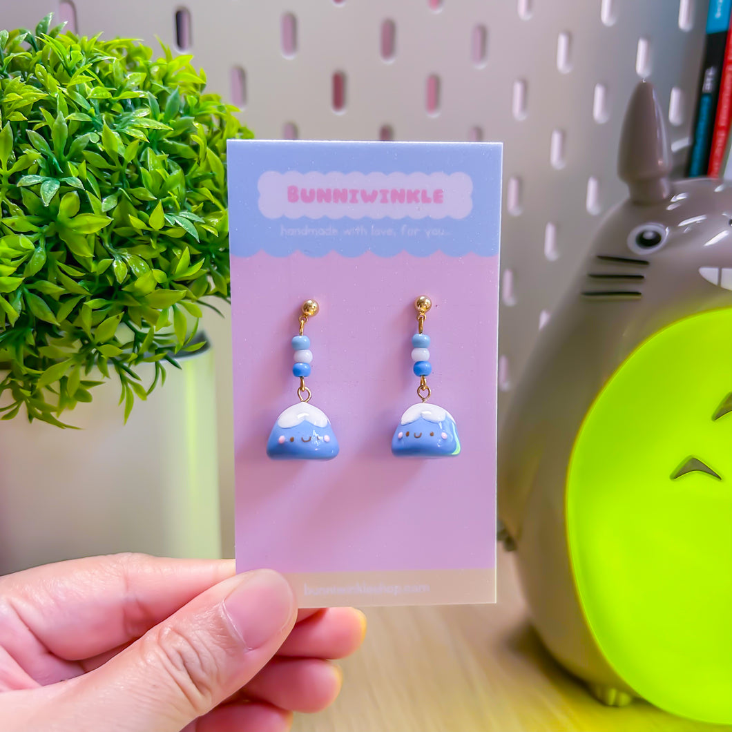 Mount Fuji Dangling Clay Earrings